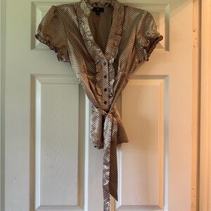 Byer California Brown Polka Dot Blouse